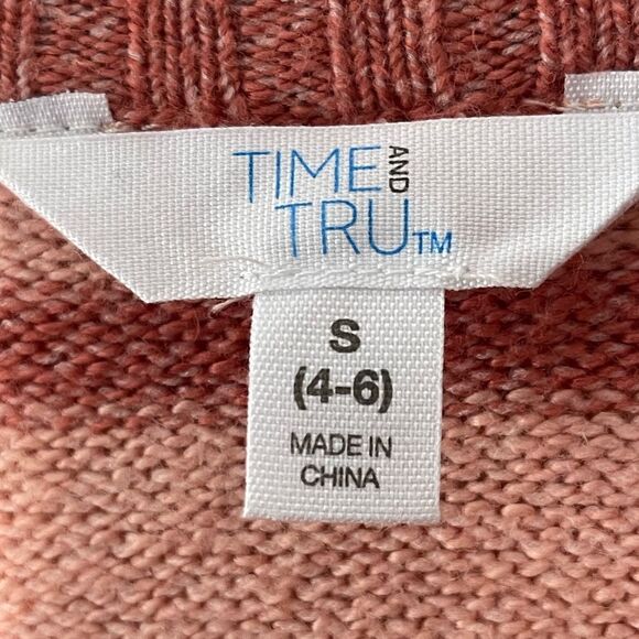 Time and Tru Size Small Knit Sweater in Peach and Rose Long Sleeve Crew Neck - Picture 4 of 8